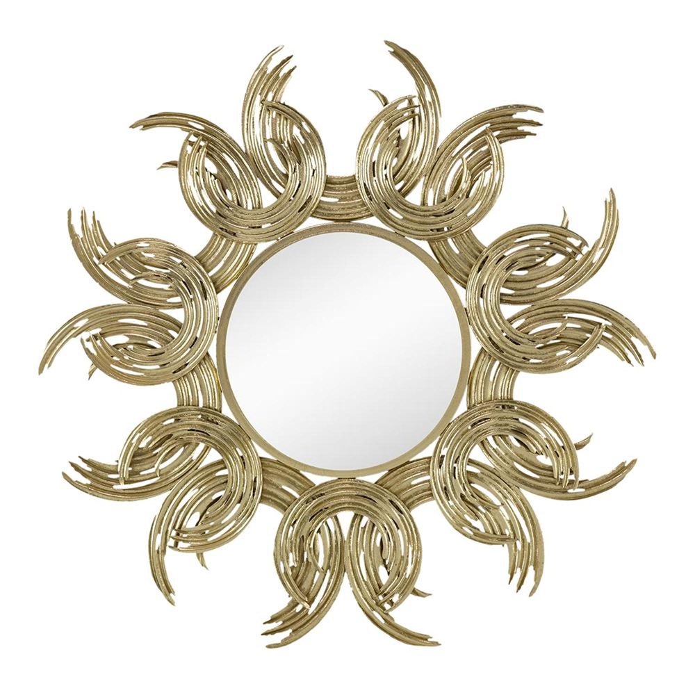 37" Gold Abstract Sunburst Iron Framed Accent Mirror HomeRoots