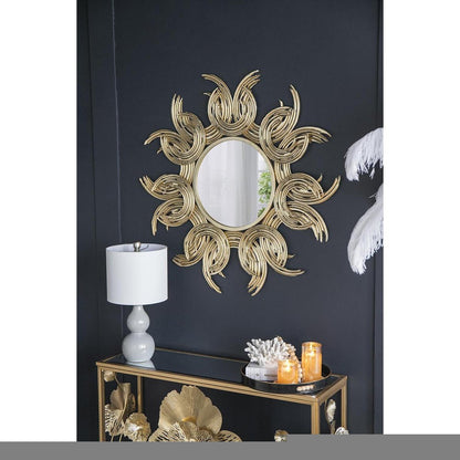 37" Gold Abstract Sunburst Iron Framed Accent Mirror HomeRoots