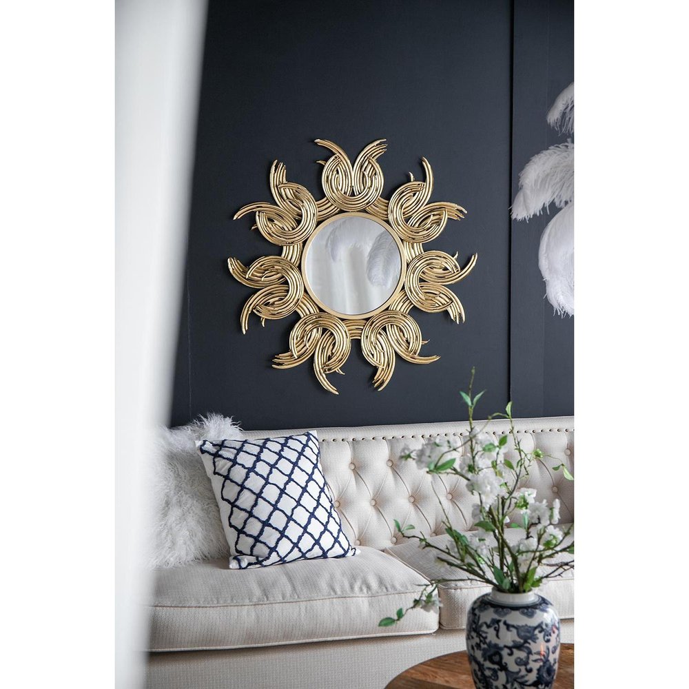 37" Gold Abstract Sunburst Iron Framed Accent Mirror HomeRoots
