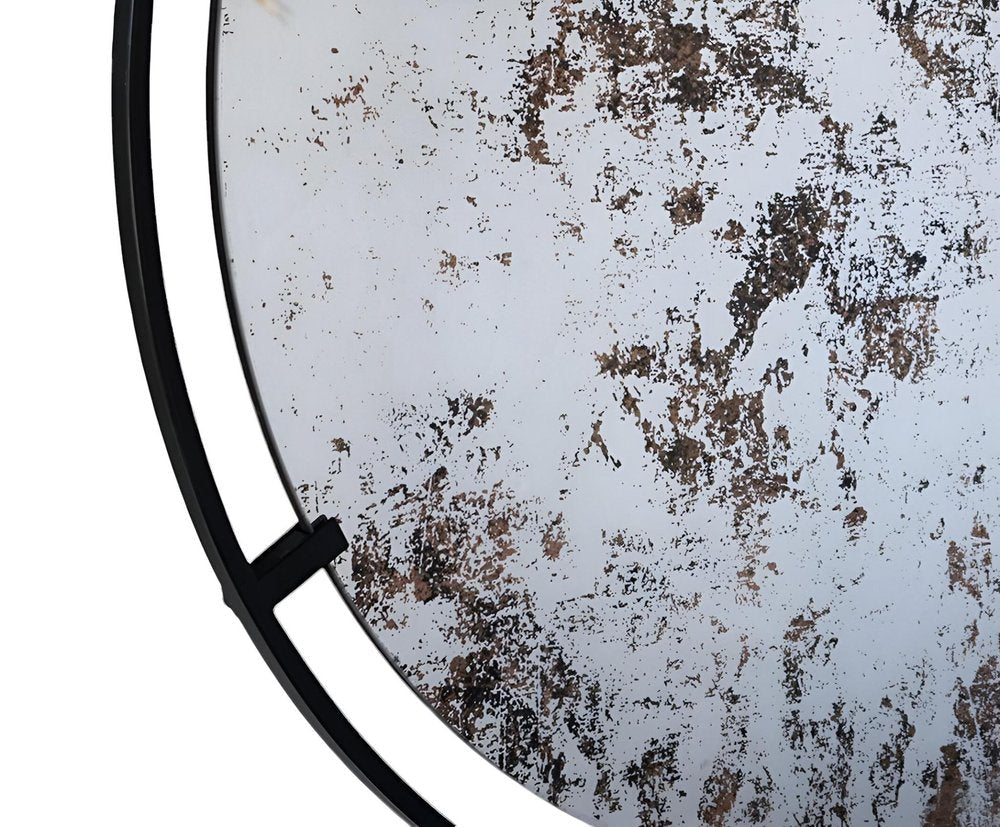 32" Black Round Iron Framed Accent Mirror HomeRoots