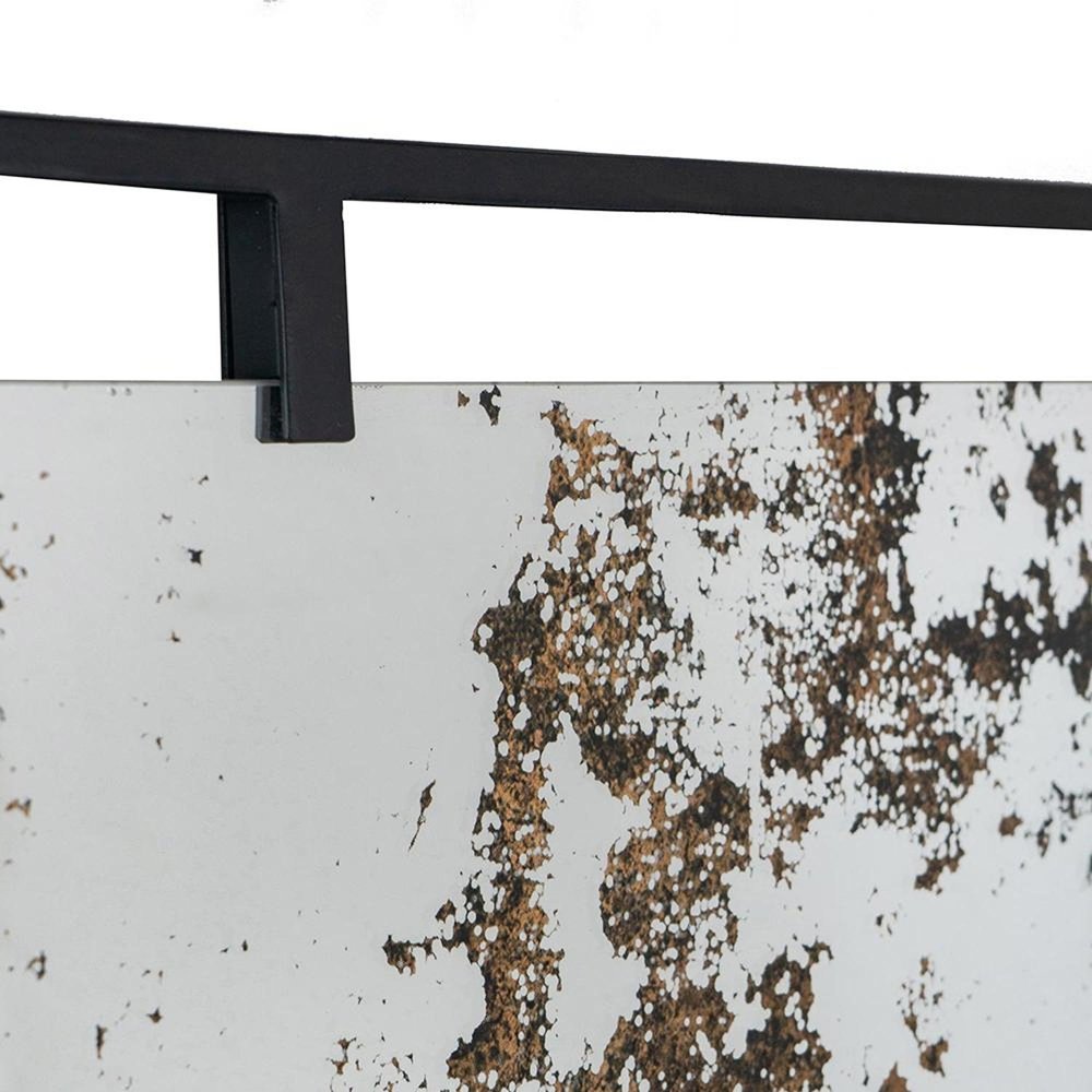 32" Black Iron Framed Antiqued Glass Accent Mirror HomeRoots