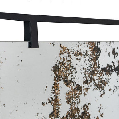 32" Black Iron Framed Antiqued Glass Accent Mirror HomeRoots