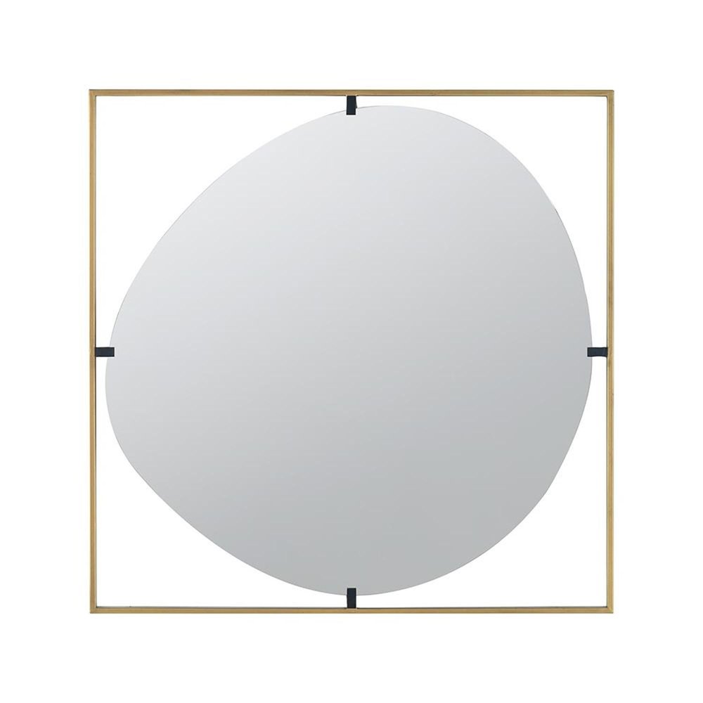 32" Gold Square Iron Framed Accent Mirror HomeRoots