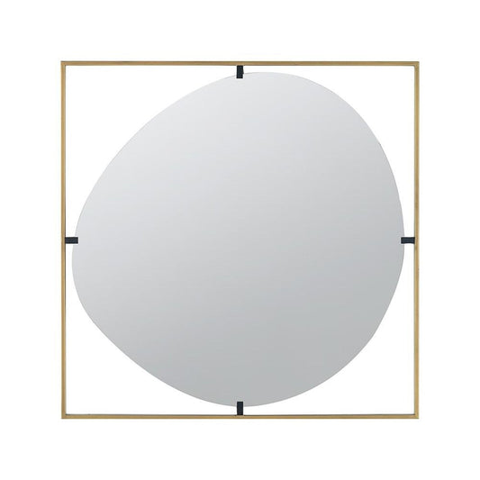 32" Gold Square Iron Framed Accent Mirror HomeRoots