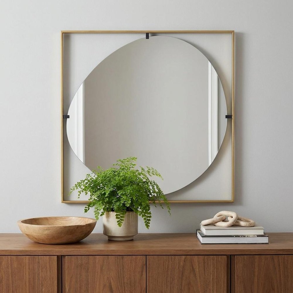 32" Gold Square Iron Framed Accent Mirror HomeRoots