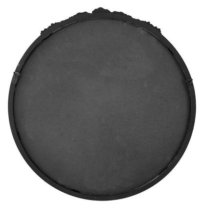 30" Black Crowned Top Antiqued Glass Round Framed Accent Mirror HomeRoots