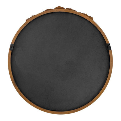 30" Brown Crowned Top Antiqued Glass Framed Accent Mirror HomeRoots