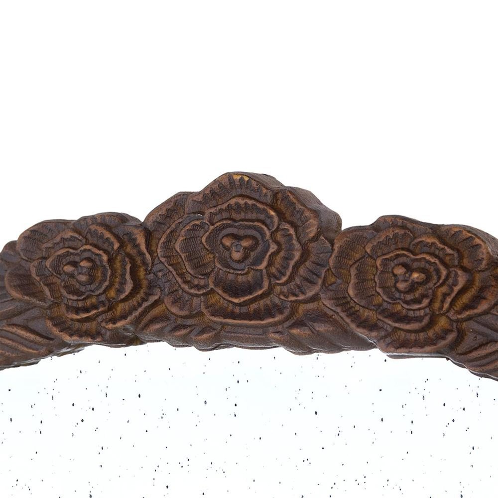 30" Brown Crowned Top Antiqued Glass Framed Accent Mirror HomeRoots