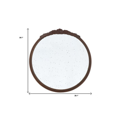 30" Brown Crowned Top Antiqued Glass Framed Accent Mirror HomeRoots