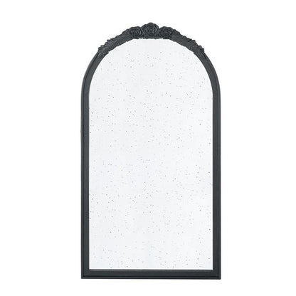 42" Black Crowned Top Antiqued Glass Arch Framed Accent Mirror HomeRoots