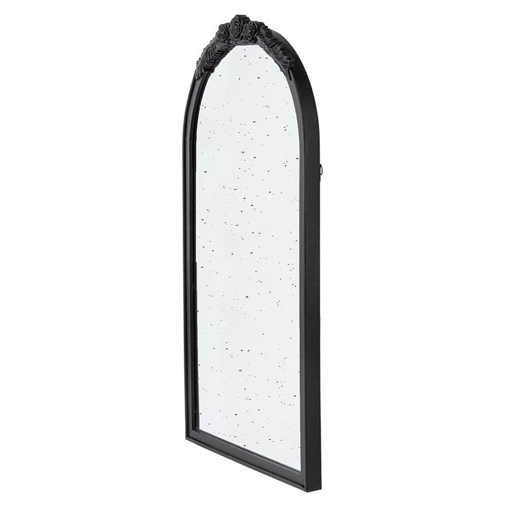 42" Black Crowned Top Antiqued Glass Arch Framed Accent Mirror HomeRoots