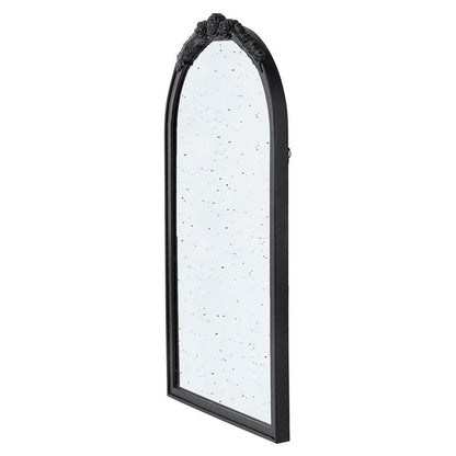 42" Black Crowned Top Antiqued Glass Arch Framed Accent Mirror HomeRoots