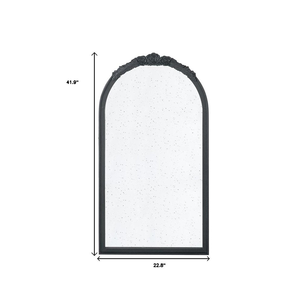42" Black Crowned Top Antiqued Glass Arch Framed Accent Mirror HomeRoots