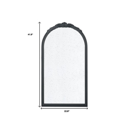 42" Black Crowned Top Antiqued Glass Arch Framed Accent Mirror