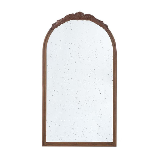 42" Brown Crowned Top Antiqued Glass Arch Framed Accent Mirror HomeRoots
