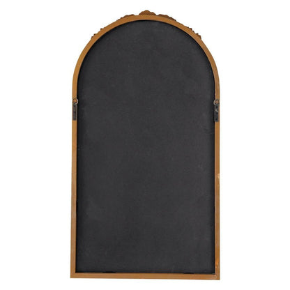 42" Brown Crowned Top Antiqued Glass Arch Framed Accent Mirror HomeRoots