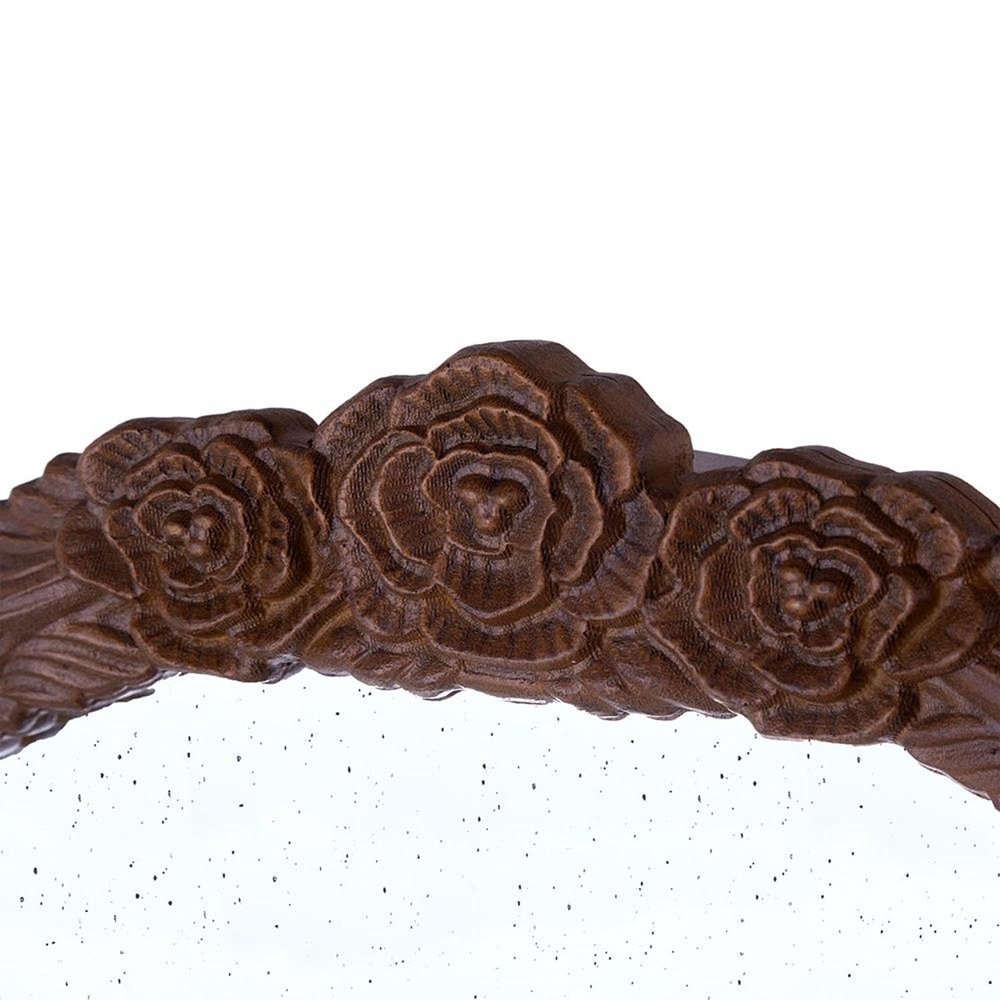 42" Brown Crowned Top Antiqued Glass Arch Framed Accent Mirror HomeRoots