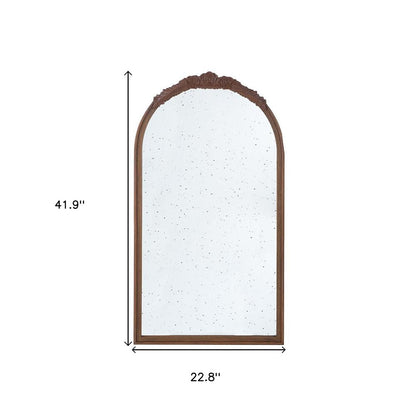 42" Brown Crowned Top Antiqued Glass Arch Framed Accent Mirror HomeRoots