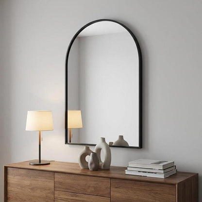 36" Black Arch Metal Framed Accent Mirror HomeRoots