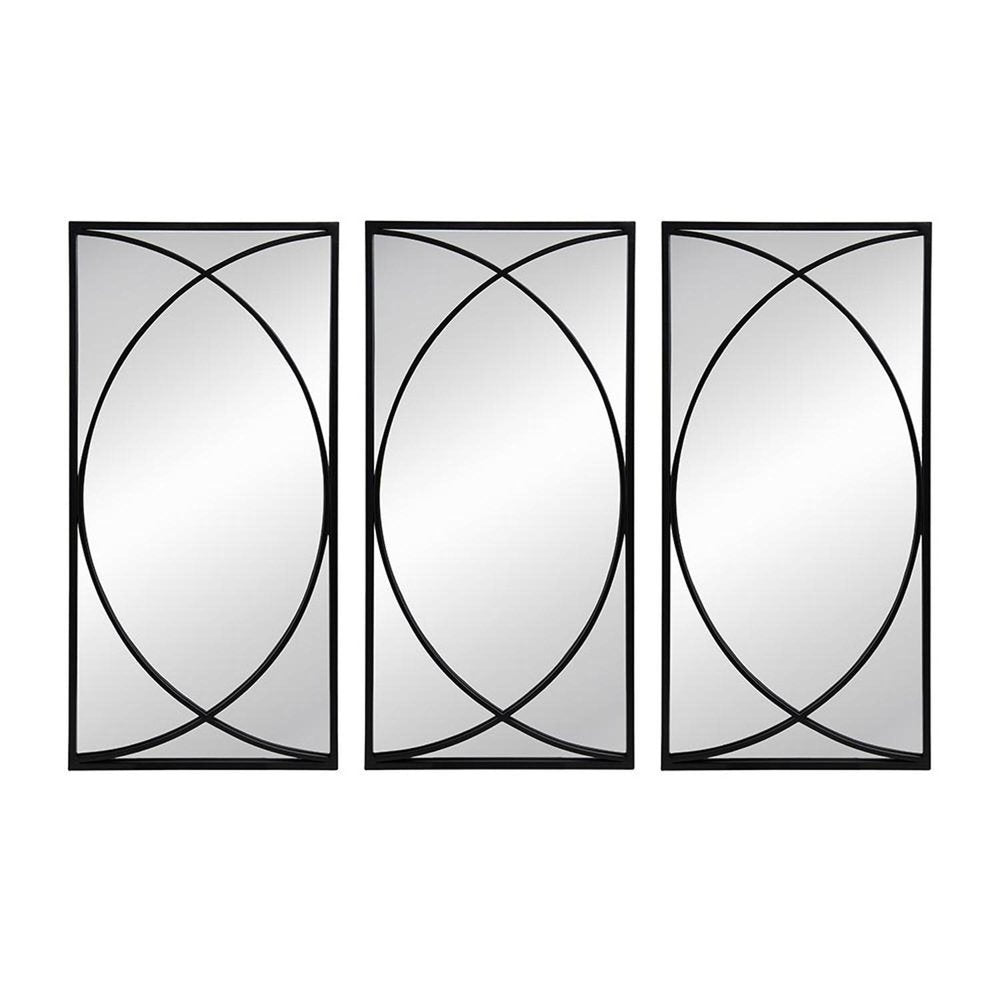Set of Three Black Iron Framed Accent Mirror HomeRoots