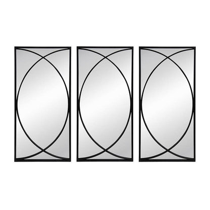 Set of Three Black Iron Framed Accent Mirror HomeRoots