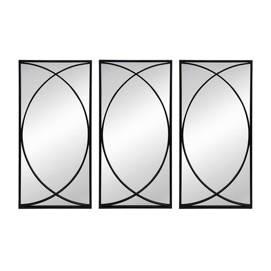 Set of Three Black Iron Framed Accent Mirror HomeRoots