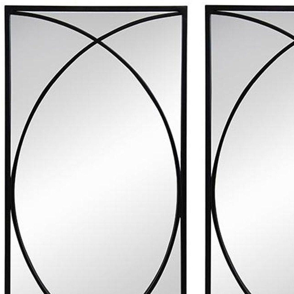 Set of Three Black Iron Framed Accent Mirror HomeRoots