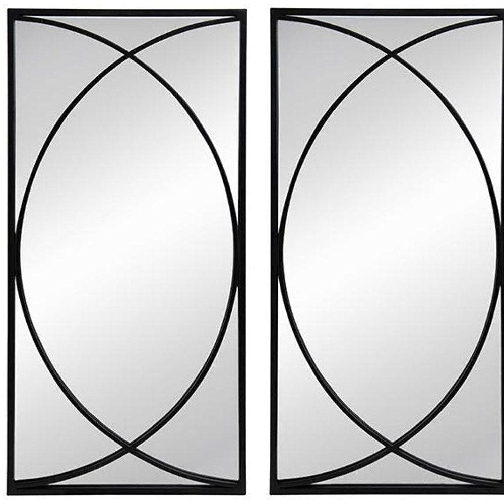 Set of Three Black Iron Framed Accent Mirror HomeRoots