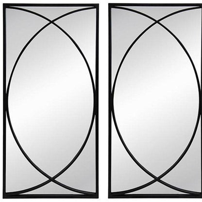Set of Three Black Iron Framed Accent Mirror HomeRoots
