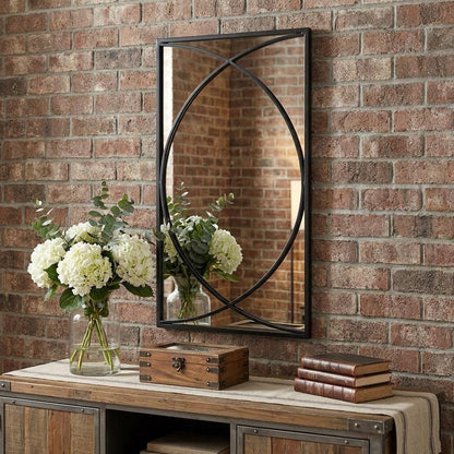 Set of Three Black Iron Framed Accent Mirror HomeRoots