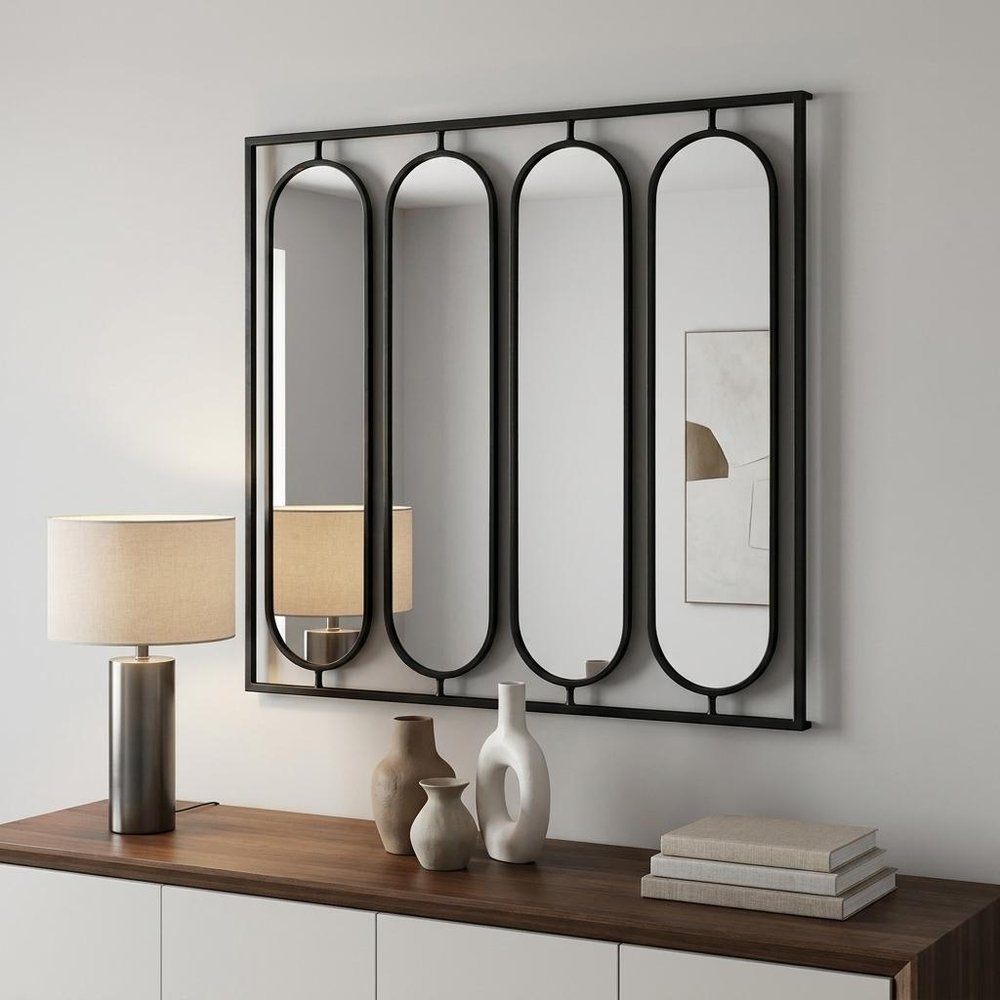 36" Black Square Iron Framed Accent Mirror — view 6