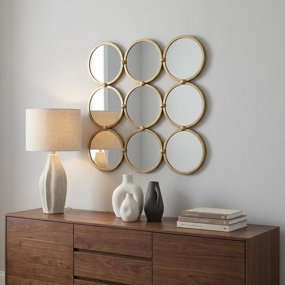 27" Gold Square Iron Framed Accent Mirror HomeRoots
