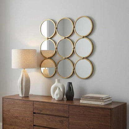 27" Gold Square Iron Framed Accent Mirror HomeRoots