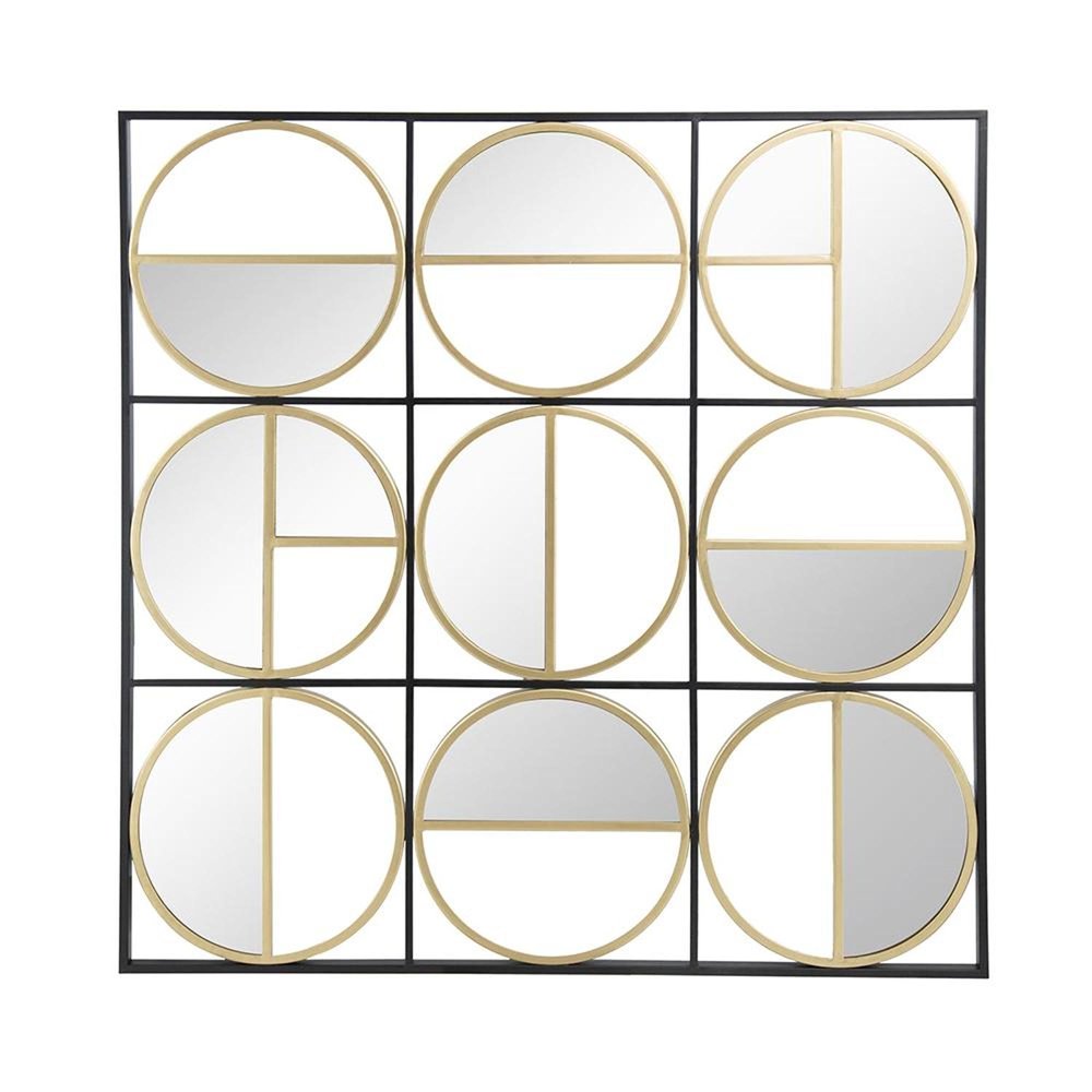 36" Black and Gold Square Iron Framed Accent Mirror HomeRoots