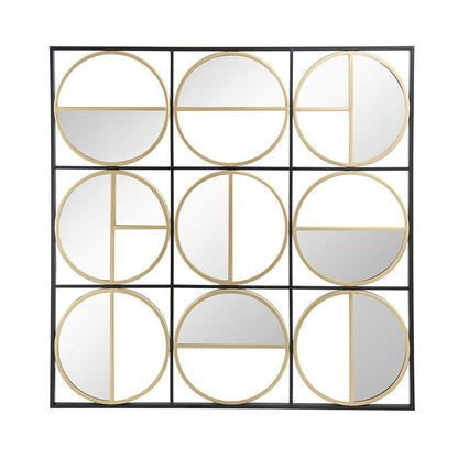 36" Black and Gold Square Iron Framed Accent Mirror HomeRoots