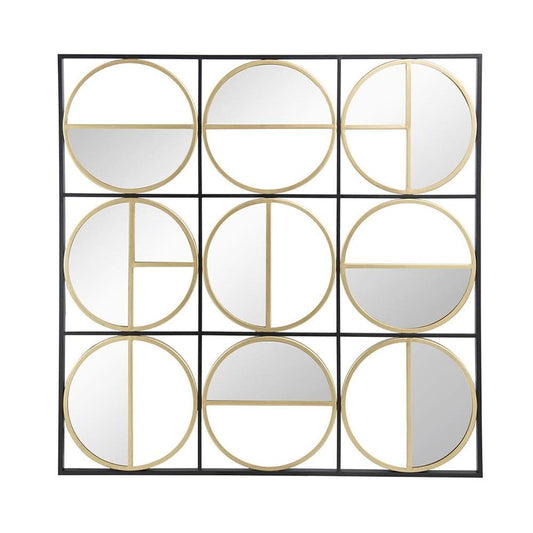 36" Black and Gold Square Iron Framed Accent Mirror HomeRoots