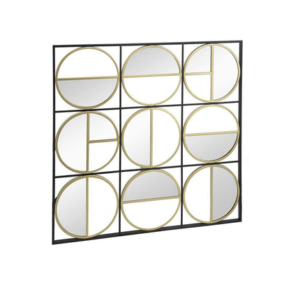 36" Black and Gold Square Iron Framed Accent Mirror HomeRoots
