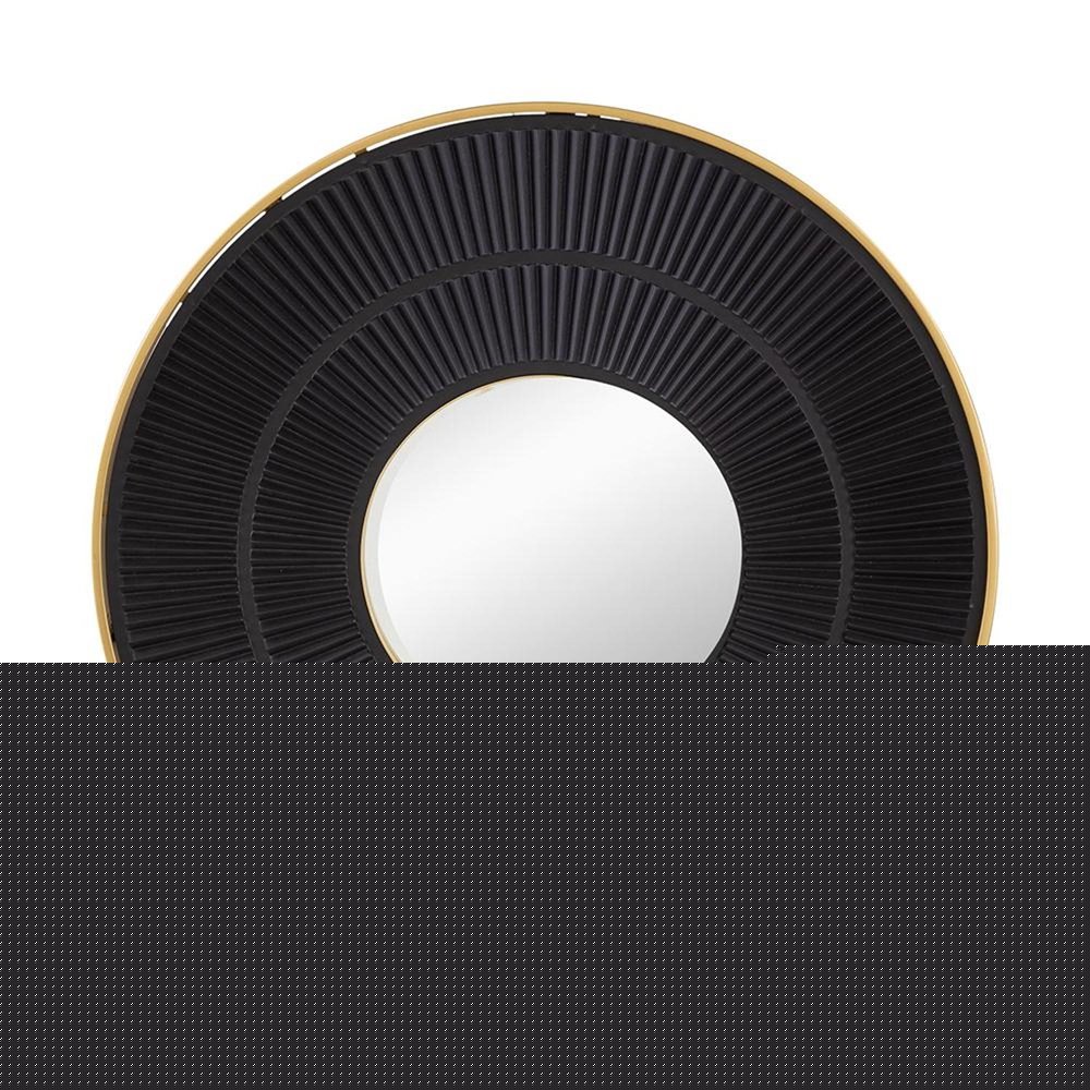 32" Black And Gold Round Wood And Metal Framed Accent Mirror HomeRoots