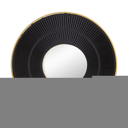 32" Black And Gold Round Wood And Metal Framed Accent Mirror HomeRoots