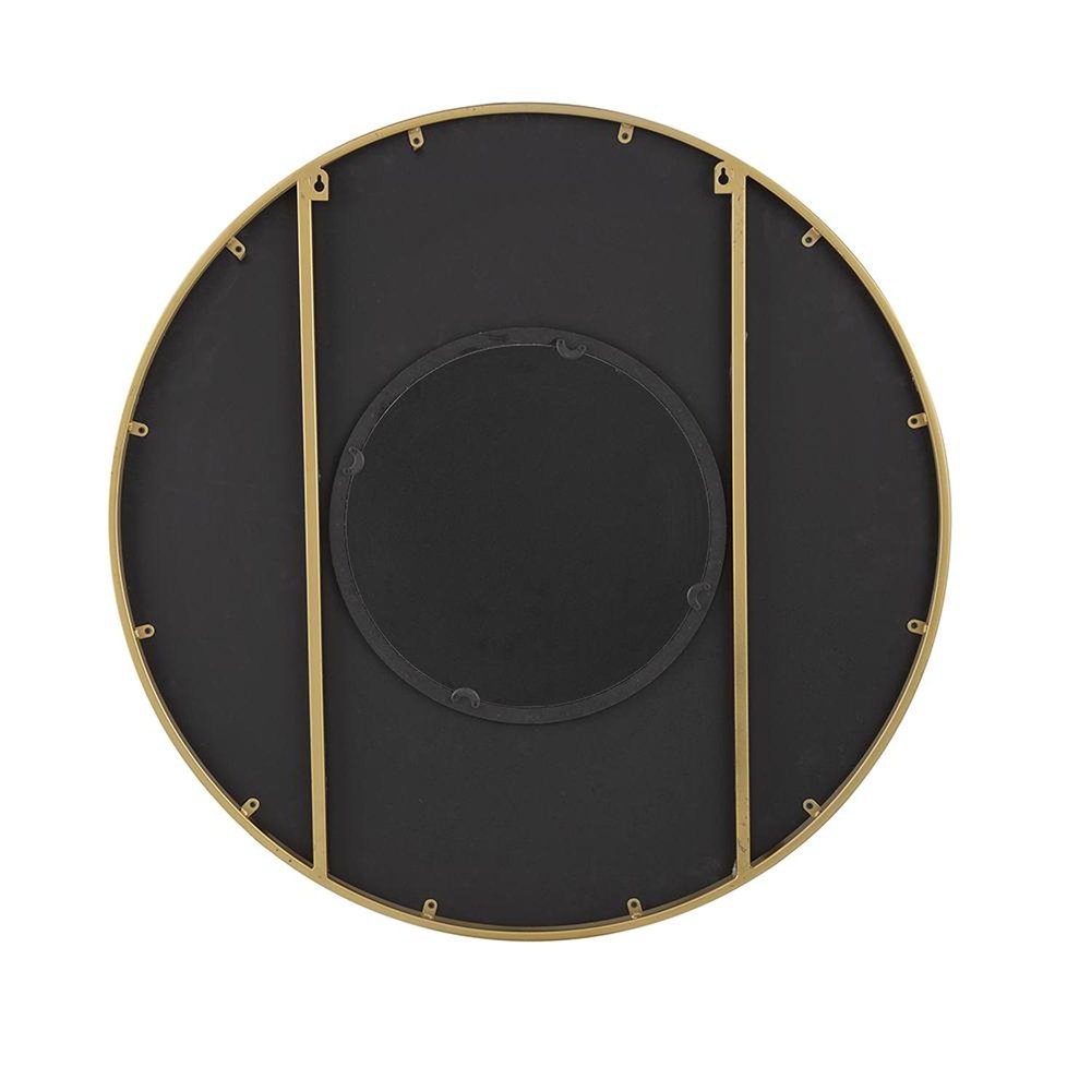 32" Black And Gold Round Wood And Metal Framed Accent Mirror HomeRoots
