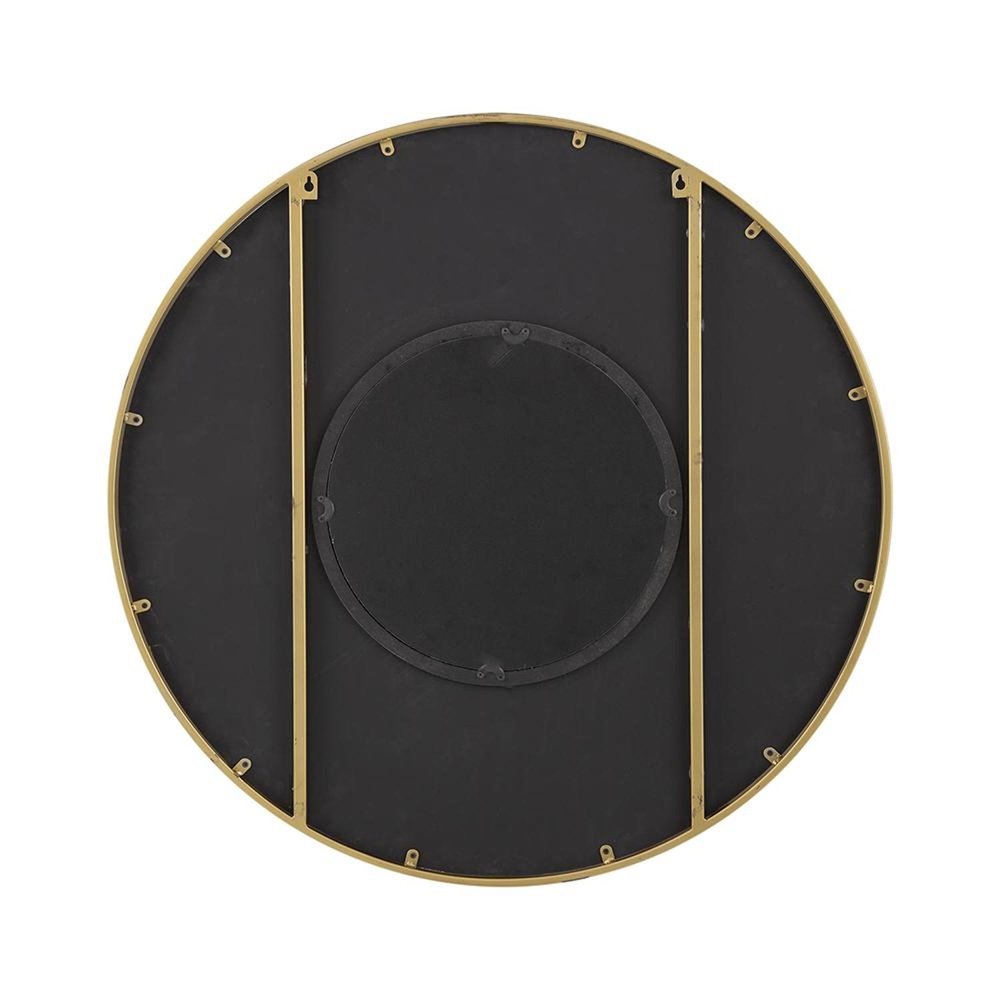32" Brown And Gold Round Wood And Metal Framed Accent Mirror HomeRoots