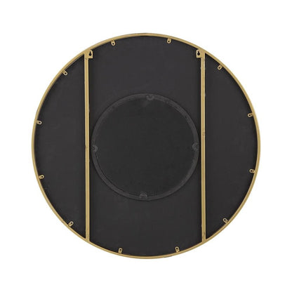32" Brown And Gold Round Wood And Metal Framed Accent Mirror HomeRoots