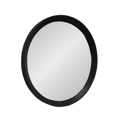 20" Black Round Wood Framed Accent Mirror HomeRoots