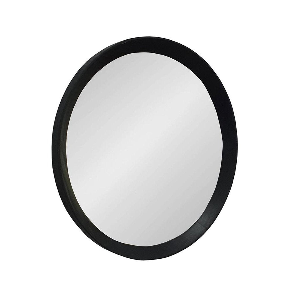 20" Black Round Wood Framed Accent Mirror HomeRoots