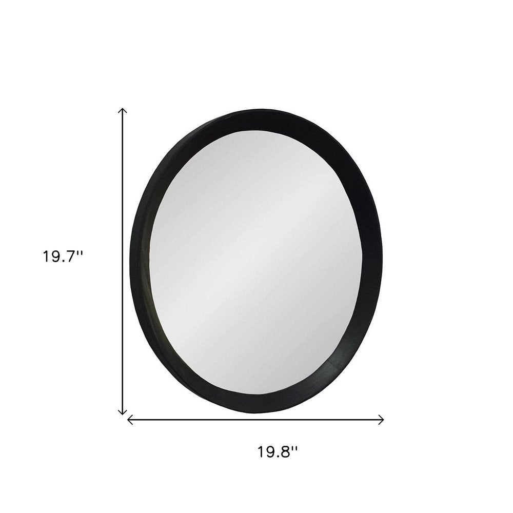 20" Black Round Wood Framed Accent Mirror HomeRoots