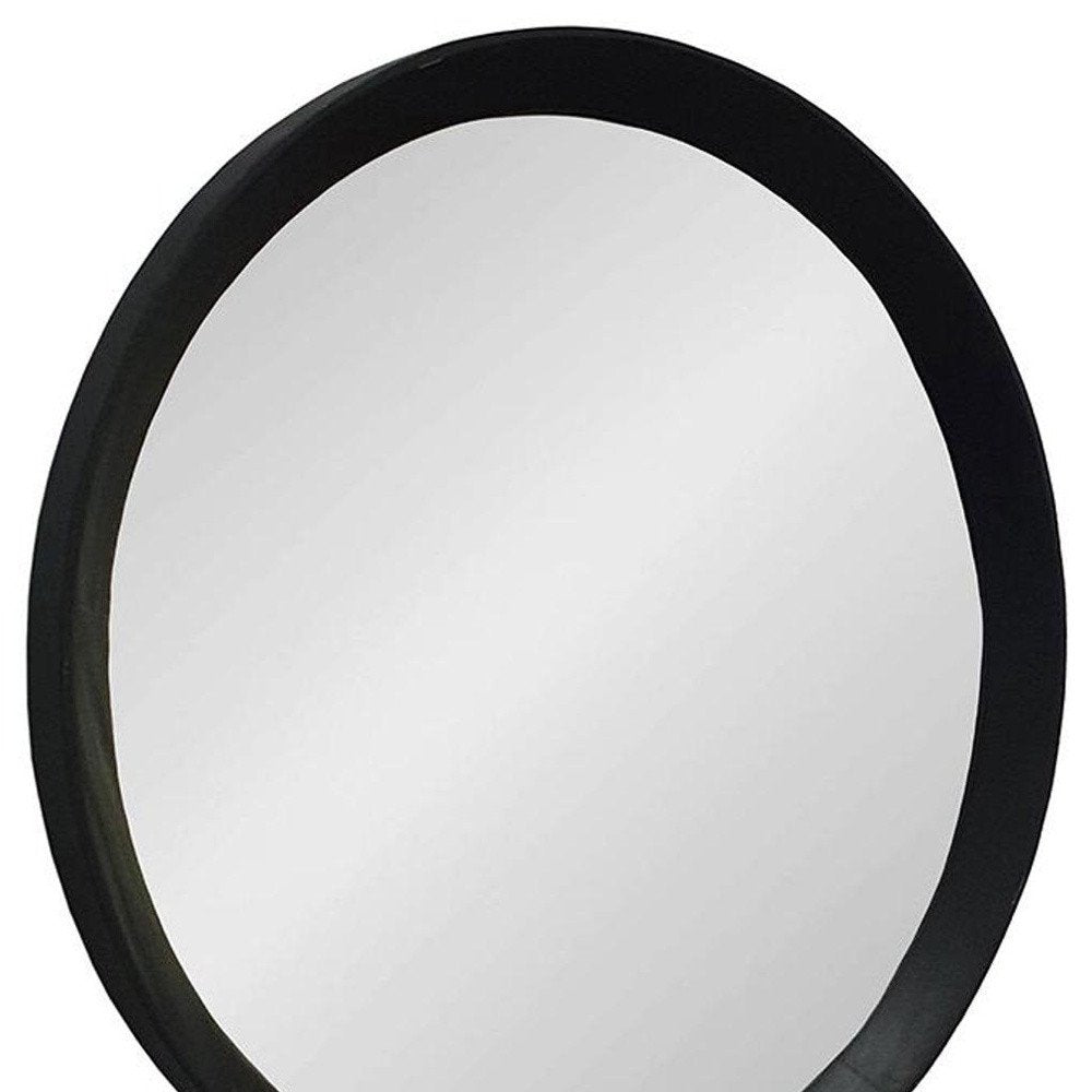 20" Black Round Wood Framed Accent Mirror HomeRoots