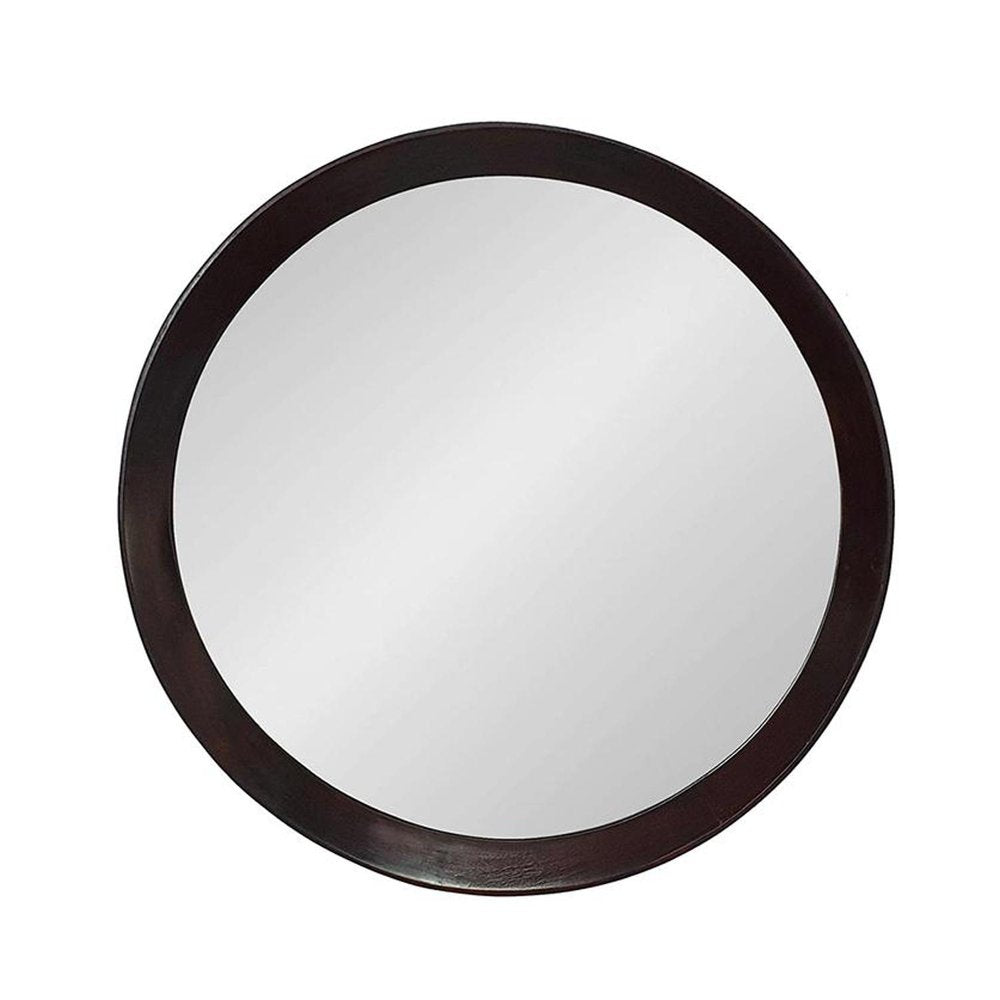 20" Dark Brown Round Wood Framed Accent Mirror HomeRoots