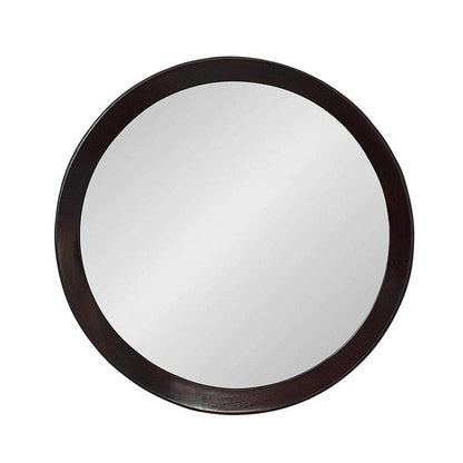 20" Dark Brown Round Wood Framed Accent Mirror HomeRoots