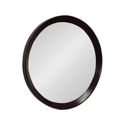 20" Dark Brown Round Wood Framed Accent Mirror HomeRoots