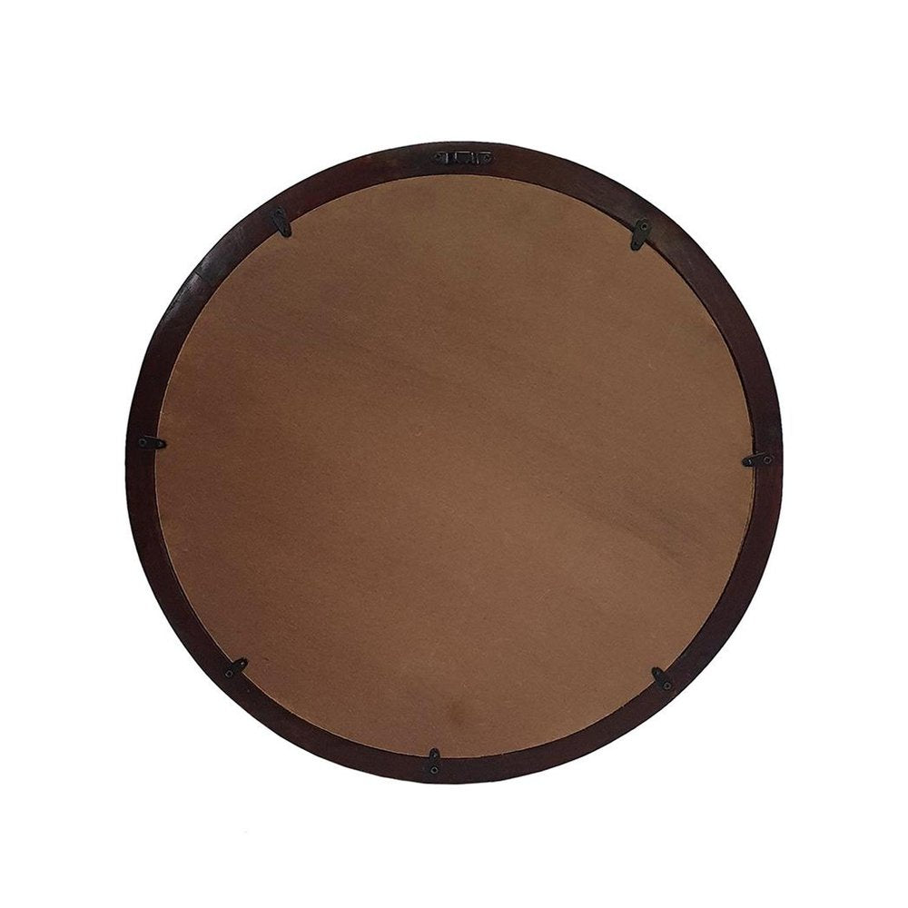 20" Dark Brown Round Wood Framed Accent Mirror HomeRoots